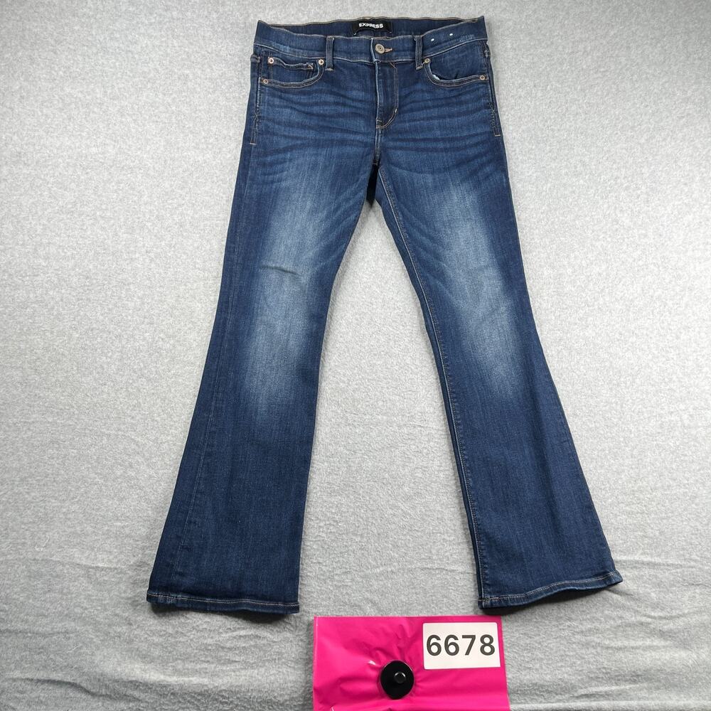 Express Denim Jeans 6S Barely Boot Mid Rise Stretch Casual Blue Distressed